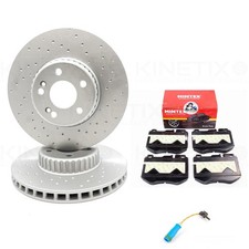 FOR MERCEDES C180 AMG SPORT BONDED FRONT BRAKE DISCS MINTEX PADS SENSOR 318mm
