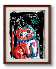 Original Art Lost Cat 14x11 Neo Expressionism Original Artwork on Paper