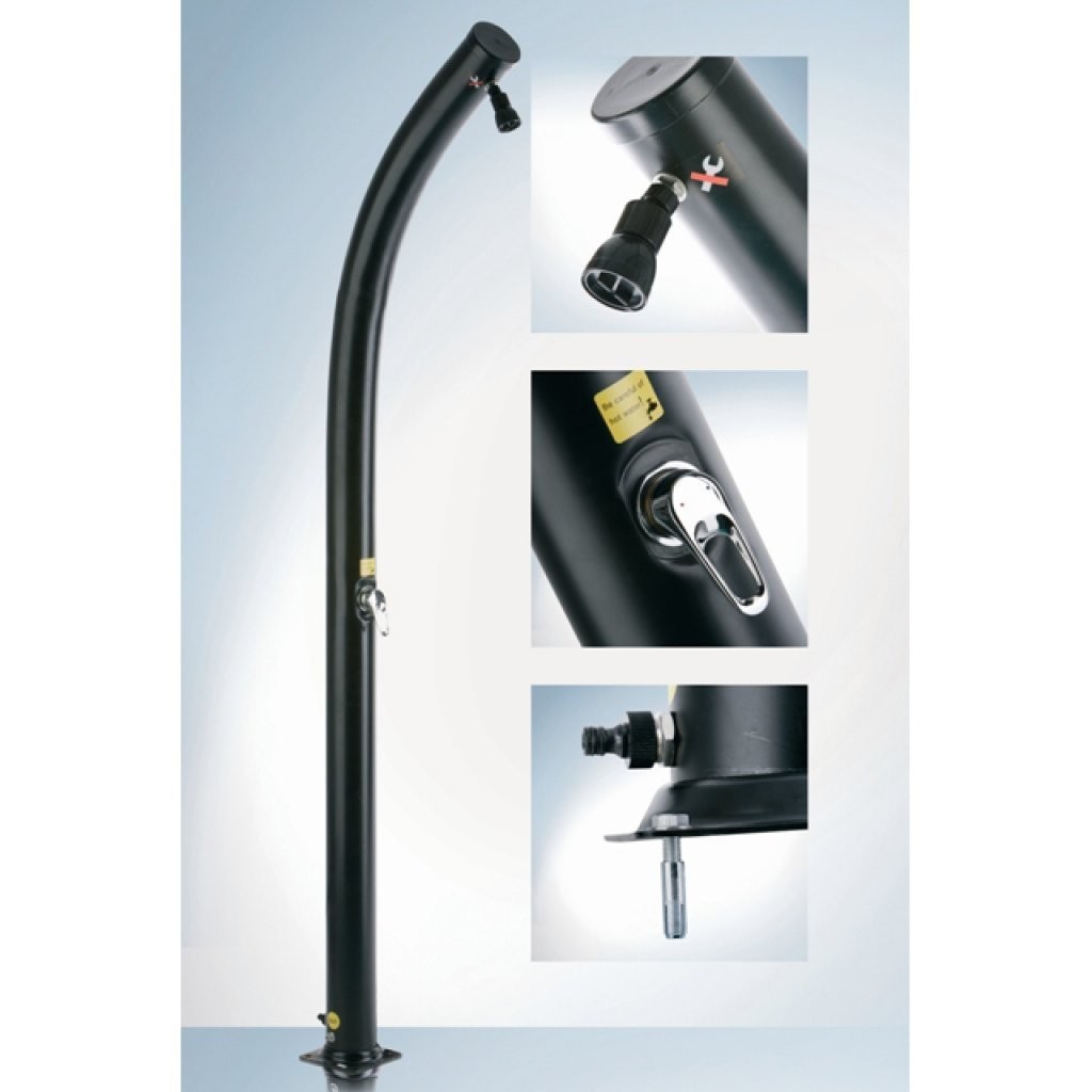 GRE Ducha Curva Solar De Exterior Con Depósito De 20 L Negro