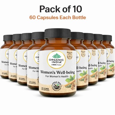 Organic India Women's Well Being 60 Veg Capsules Ayurvedic Herbal 10 Pack