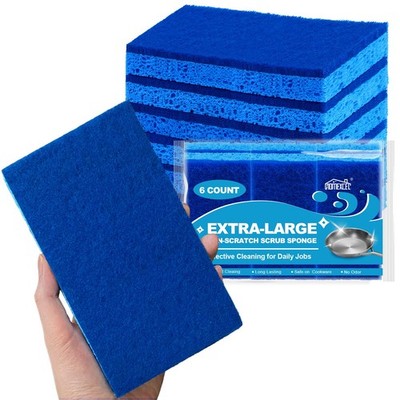 HOMEXCEL Extra Large Sponges Kitchen 6PK, Non-Scratch Sponge X-Large, Blue