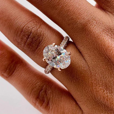Verlobungsring Diamant Lab Grown Oval 2,6 Karat IGI-zertifiziert 18 Karat Ros...