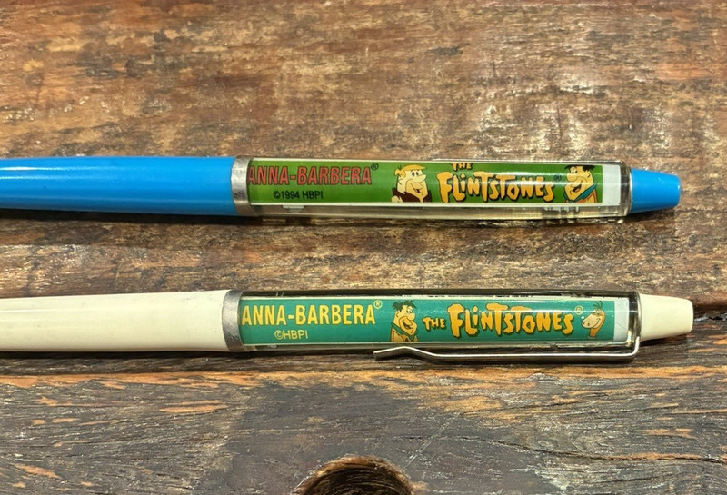VINATGE THE FLINTSTONES FLOATY PENS LOT OF 2 Fred and Barney