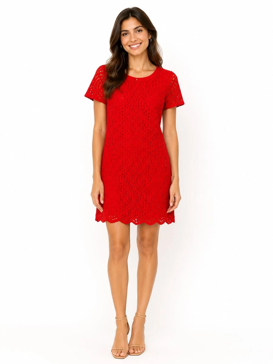 j crew red lace dress Provence Smocked-waist Midi Dress In Eyelet For Women