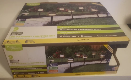 better homes and garden 9 piece frayser quickfit LED pathway lighting set, NEW