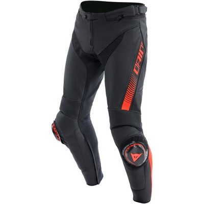 Herren Motorrad Hose 52 - Dainese Super Speed - Sport Lederhose schwarz-fluorot