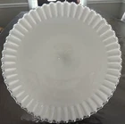 VTG Fenton Cake Plate Stand Silver Crest MilkGlass Ruffled Pedestal 13" Diameter