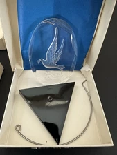 VTG HENCO Crystal Clear Glass Hanging Ornaments w Stands Set Of 4 New In Boxes