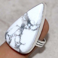 925 Silver Plated Howlite Ring US 7 Festival Ready Jewelry GW