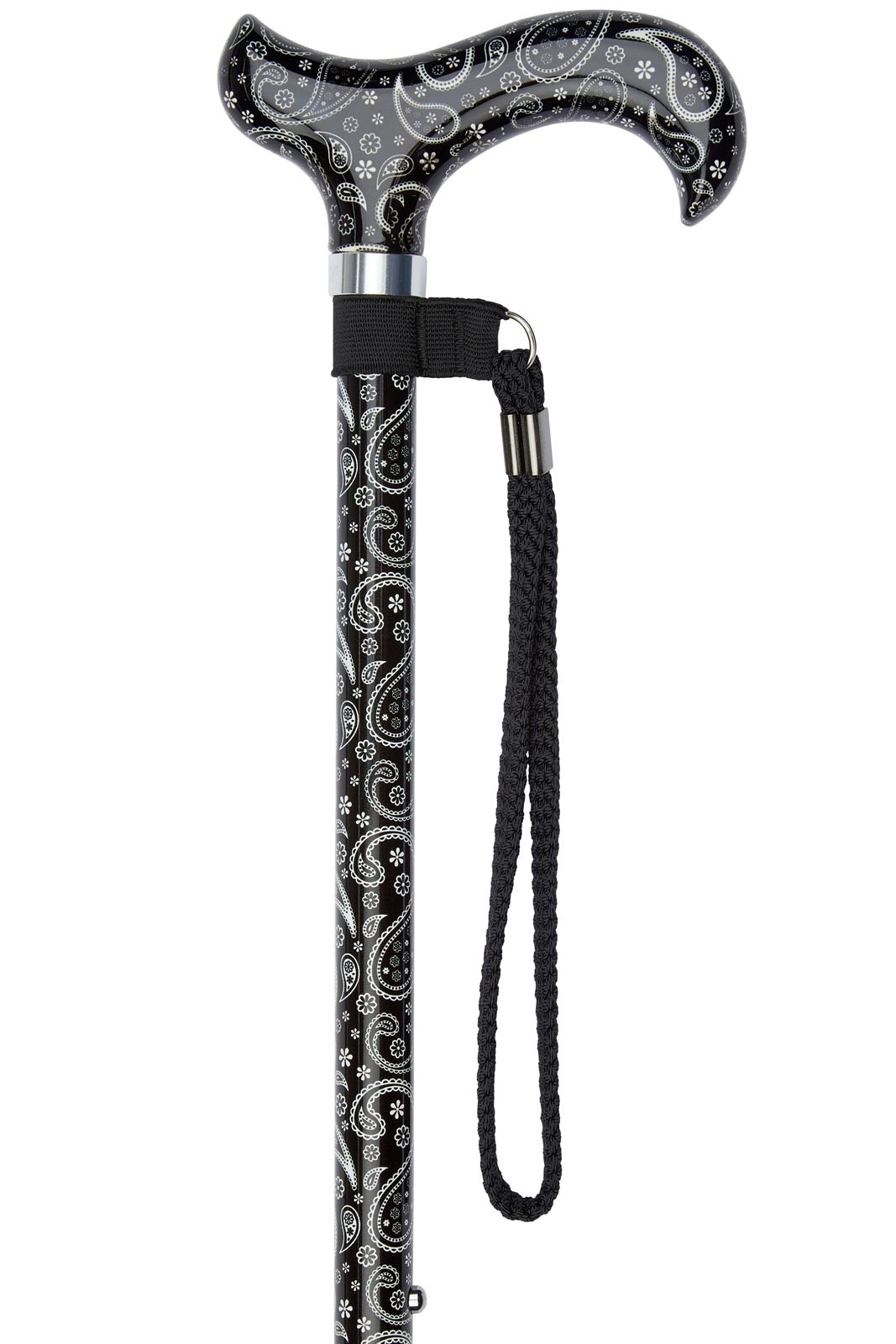 Black Paisley Adjustable Derby Walking Stick
