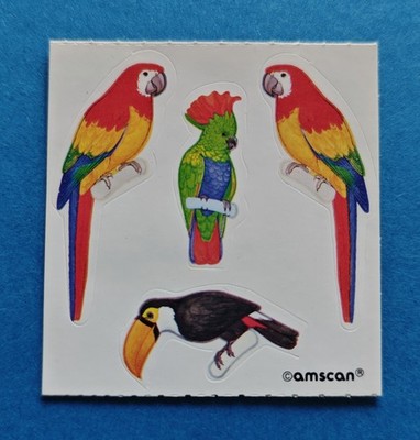 Vintage Stickeralbum Sticker 90er Amscan Papageien 