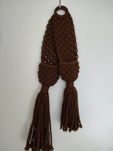 MCM Macrame Wall Pocket Hanging Set Of Two Excellent Vintage Condition 22"... - Picture 14 of 14