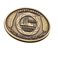 Vintage Navajo Scrubber Project Safety Award Belt Buckle Solid Brass Page Arizon