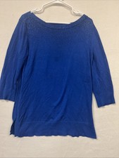 Cable Guage Size L Blue Sweater
