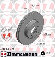 2X Zimmermann Bremsscheibe Coat Z 400.3664.20 FüR Mercedes Klasse W212 W204 R172