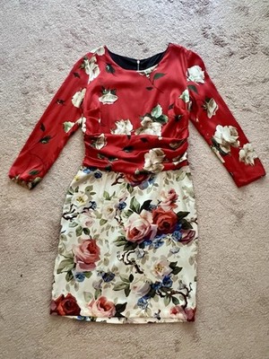 Dolce & Gabbana  Fabulously Sexy Stretch Silk Roses Floral Dress IT46