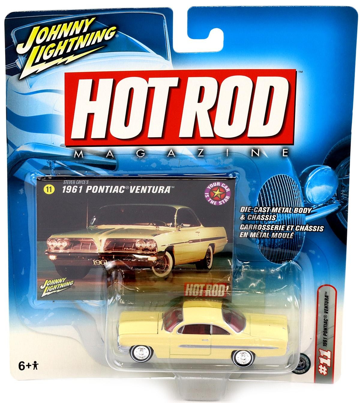 1:64 Johnny Lightning 1961 Pontiac Ventura #11 Light Yellow Hot Rod Diecast