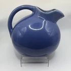 Vintage McCoy USA Pottery Blue Tilt Ball Pitcher Ice Lip Art Deco Mid-Century 7”