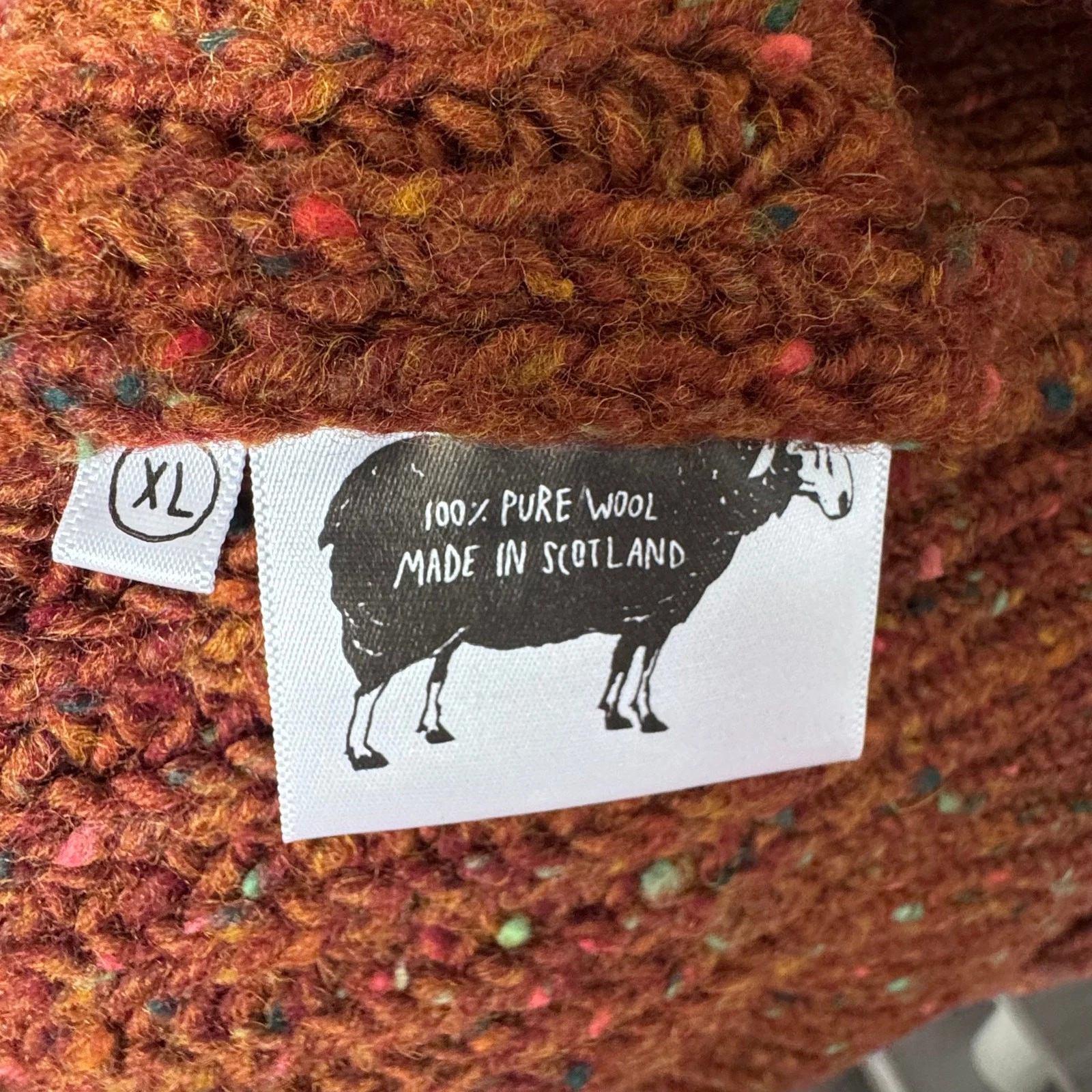 HOWLIN Loose Ends Mars Wool Sweater Cardigan XL NEW Orange Marled Tweed Jacket - product detail image 5