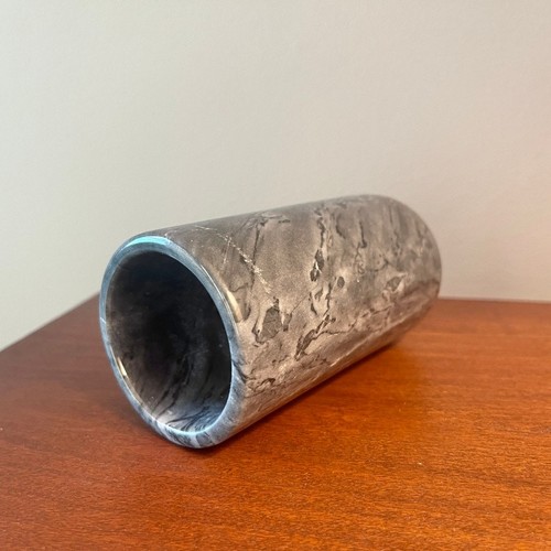 CB2 Grey Black Marble Circular Vase Storage Felt Bottom Polished Inside Outside - Picture 14 of 16