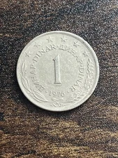1976 Yugoslavia 1 One Dinar Actual Coin TB2211*