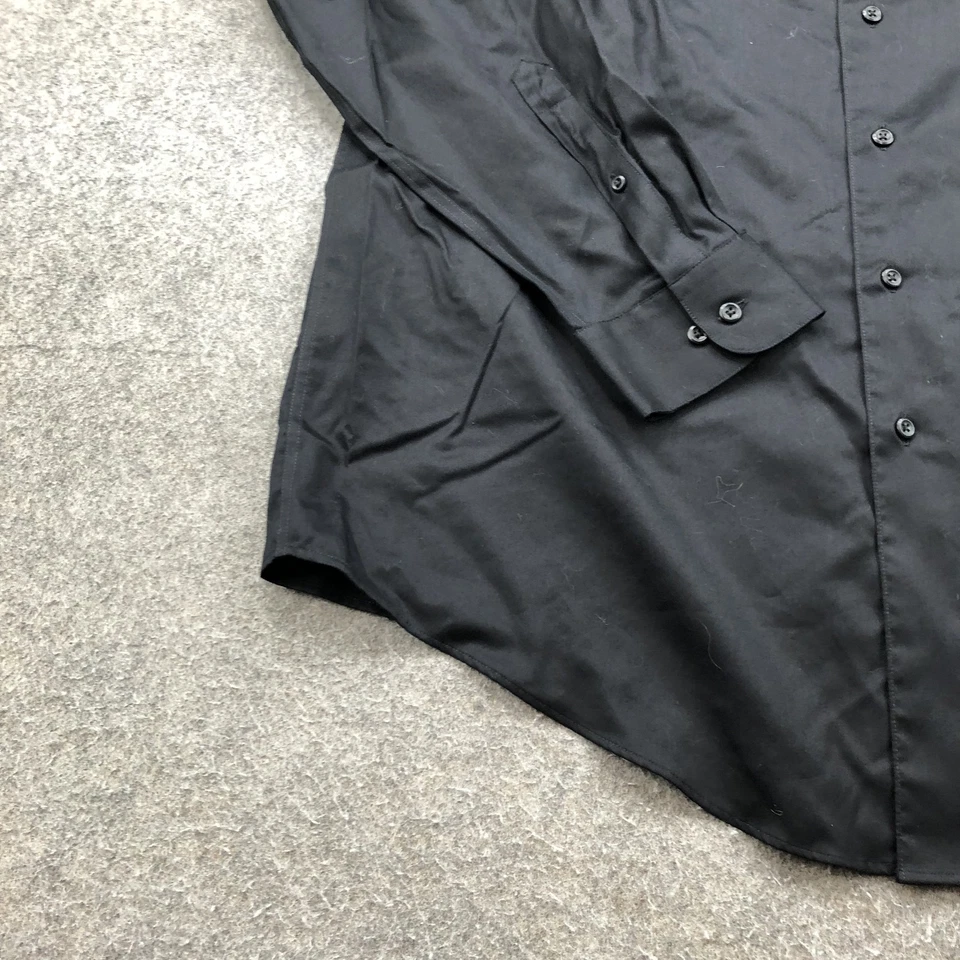 Pronto Uomo 衬衫男式 17.5 2XL 高黑色非铁质礼服纽扣长袖 — 第 2/4 张图片
