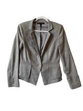 White House Black Market Gray One Button Tailored Peplum Blazer 6 Corporate Chic