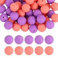 60 Pcs Silicone Beads 15mm Round Bulk Silicone Focal Bead (Lavender Purple/Pink)