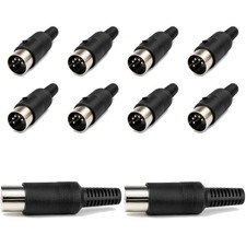 10x DIN 41524 Stecker 5 Pol 180&deg; Audio MIDI Plug L&ouml;t Montage Dioden Knickschutz