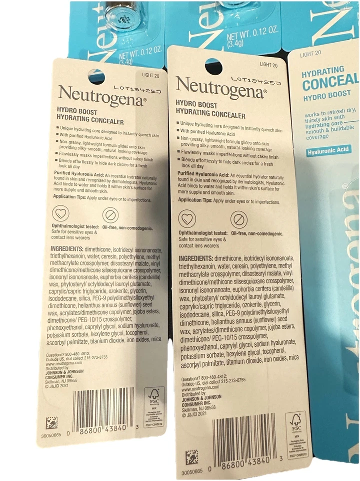 (6) 🔥 NEUTROGENA HYDRO BOOST HYDRATING CONCEALER 20 LIGHT HIGHLY EMBRACED - Image 2 of 2