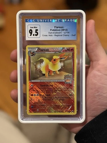 2012 Flareon Holofoil Staff Promo Card 12/108 Regional Championships CGC 9.5