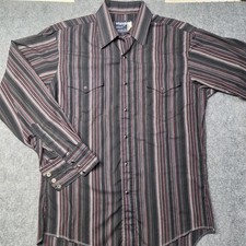 Vintage USA Made Wrangler Cowboy Cut Pearl Snap Western Shirt Mens 15.5x33 Black