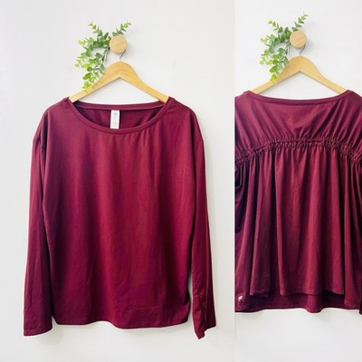 Fabletics Maroon Cashel Cinched Long Sleeve Workout Tank Size Large