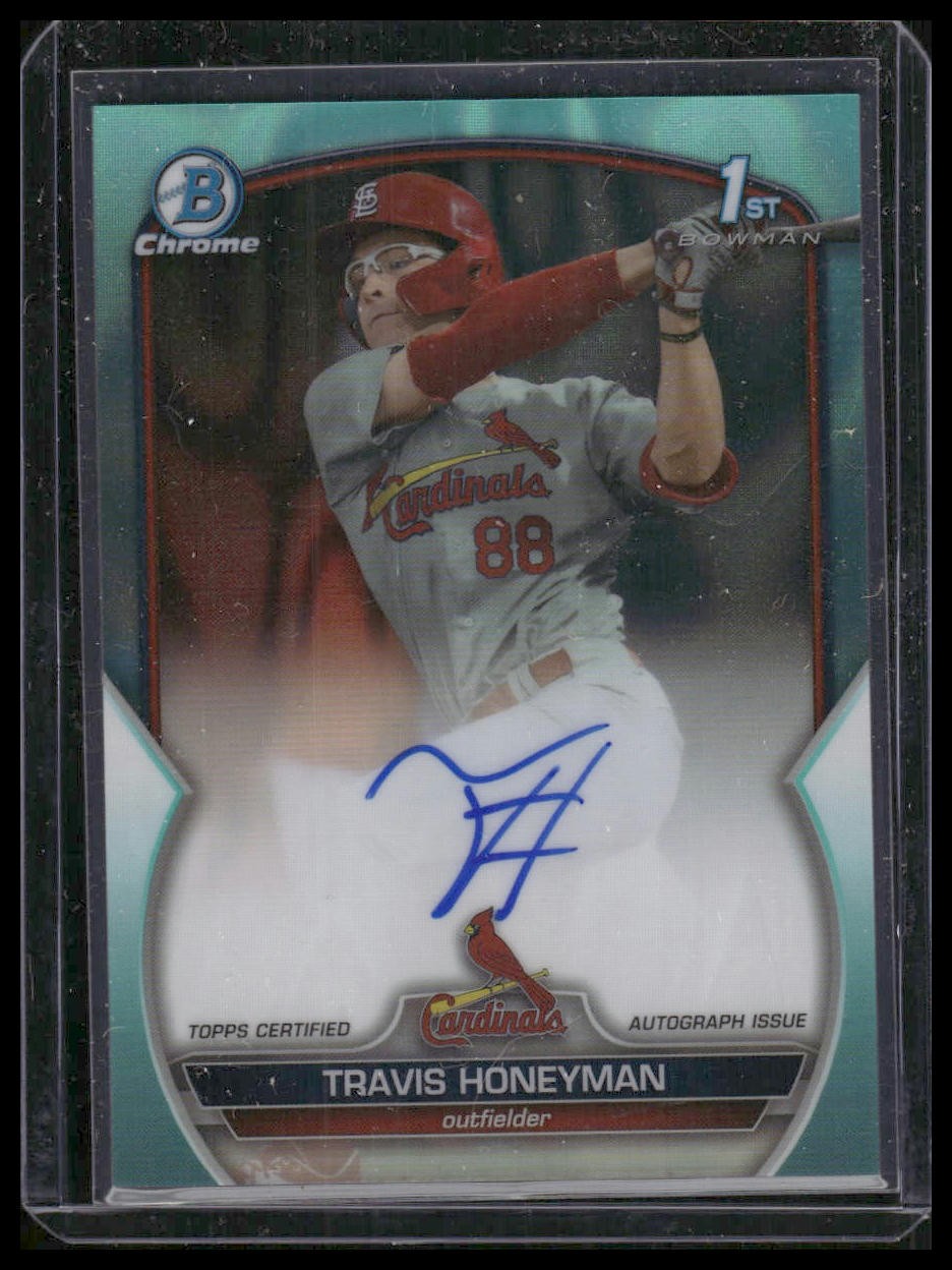 2023 Bowman Draft #CDA-TH Travis Honeyman Chrome Autographs Aqua Lava /199