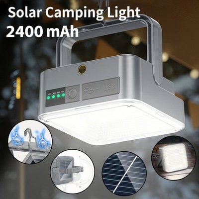 120 LED Solar Rechargeable Work Light Portable Flood Light Magnetic Hook Lantern