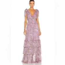 Alexis Clemence Tiered Ruffle Maxi Dress Purple Bouquet sz Xs