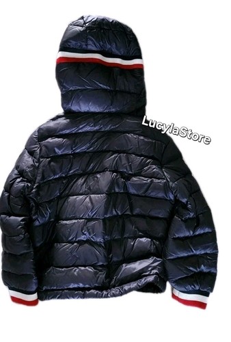 MONCLER GIROUX WATER RESISTANT DOWN PUFFER JACKET KIDS' 100 GRAM HOOD Navy NEW - Picture 8 of 24