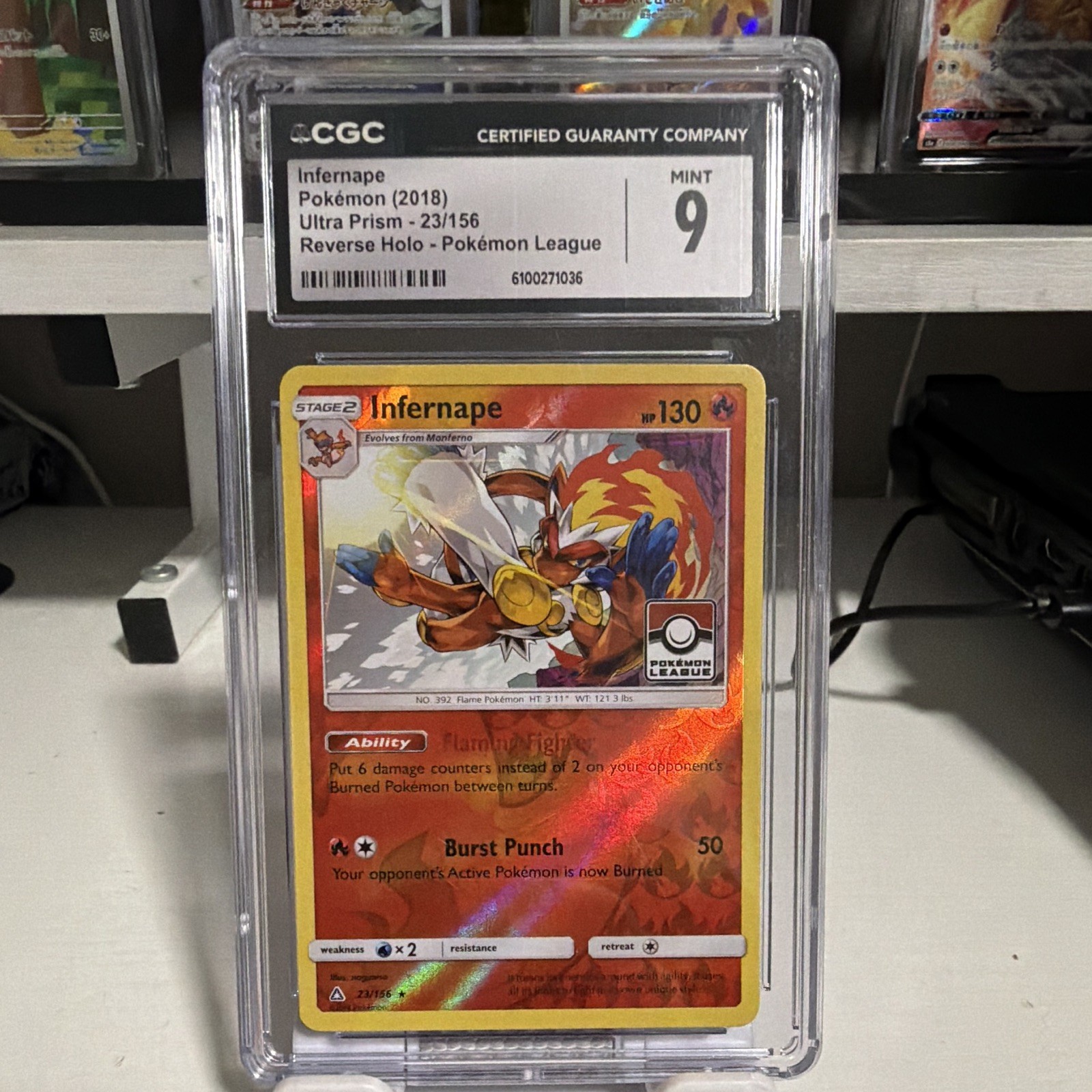 Infernape 23/156 Ultra Prism EN 2018 130HP Reverse Holo CGC 9