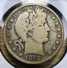 1915-D Barber Half Dollar - Actual Coin Shown - 90% Silver Coin INV#619