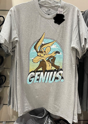 Six flags magic mountain looney tunes Wile E. Coyote Genius t-shirt adult S-2XL