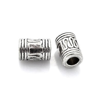 Antik Silber Metall Legierung Perlen Rohr Zwischenring 7x10mm Packung mit 20