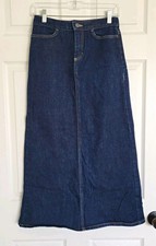 Vtg 2000 Gap Denim Midi Skirt Size 0 27 Back Slit Dark Wash Stretch Y2K Pencil