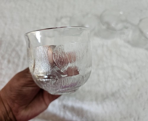 (Set of 4) Vintage Arcoroc Punch Cups Clear With Leaves Pressed Glass 3" France - Picture 4 of 14