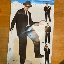 Men's Adult Mobster Gangster/Blues Singer/Special Agent Black Suit Costume NEW