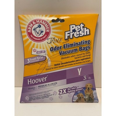 Arm & Hammer Pet Fresh 3 Count Vacuum Bags Fits Hoover Size Y Allergen New