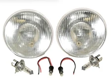 Classic car H4 headlamp conversion set 7 inch raised flat lens pilot upgrade