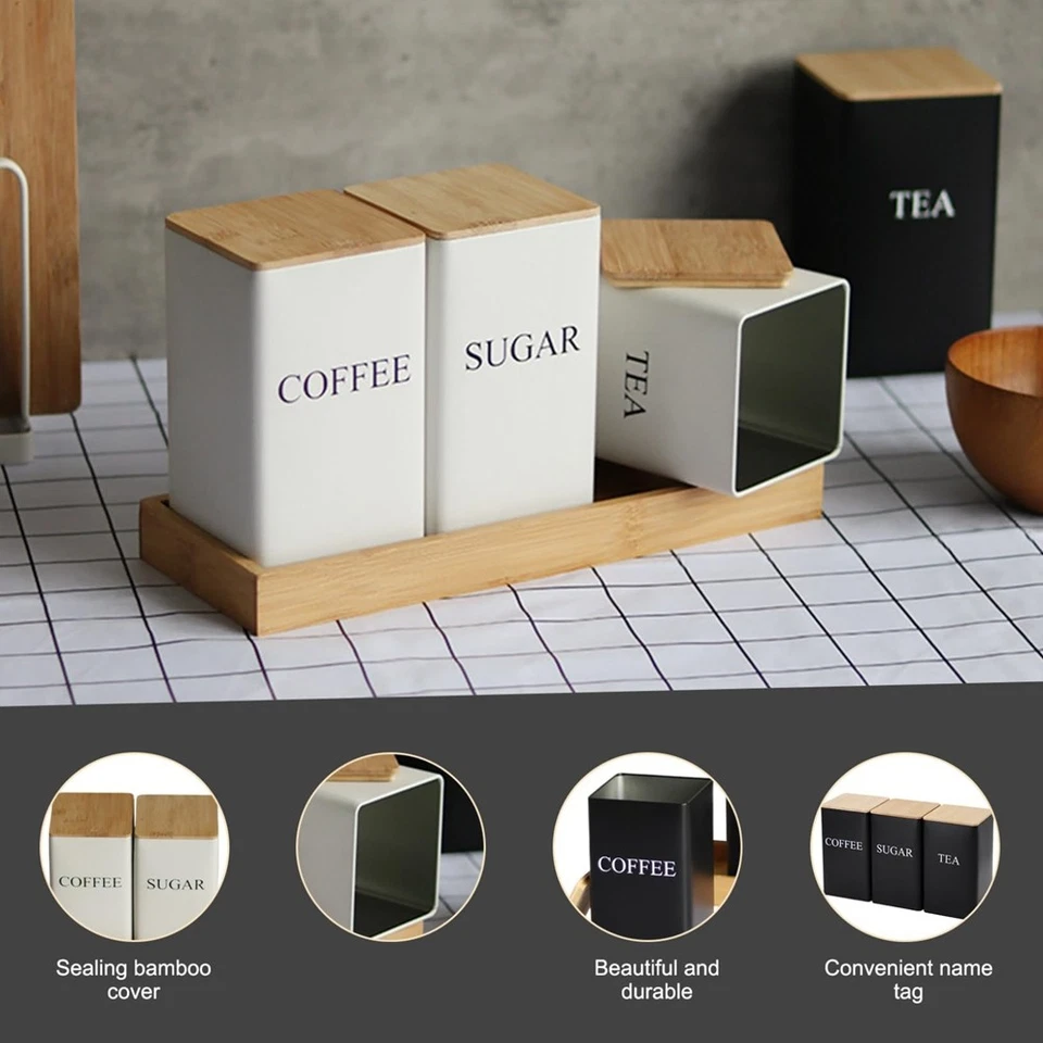 3-Teiliges Set Tee-, Kaffee- und Zuckerdosen-Set mit Tablett, -Tee- un5414 - Bild 4 von 4