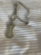 Dolce & Gabbana D&G 925 Sterling Silver With Diamond Studded Dog Tag  Necklace