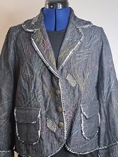 Nwot Vintage “look” Boutique Denin Jacket Sz M Usa Frayed Trim Patch Work Nyc