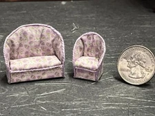 Dollhouse Miniature Sofa Chair Purple T 1:48 Quarter Scale B339 Dollys Gallery